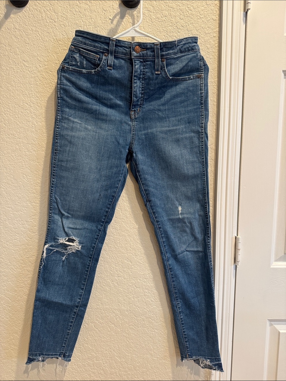 Madewell Blue Distressed Skinny Jeans